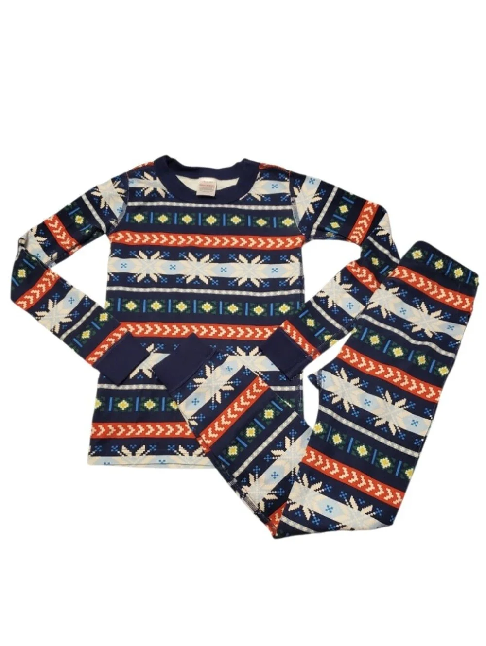Hanna Andersson Kids Scandi Snowflake Fair Isle Holiday Long John Pajama 2 PC 8